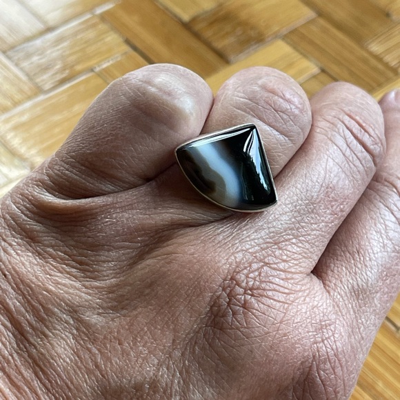 Striped Botswana agate ring, 925 - Picture 2 of 4